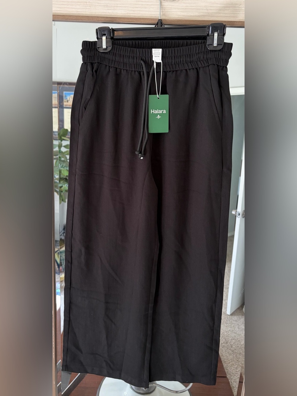 Halara High Waisted Drawstring Wide Leg Casual Linen-Feel Pants with Pockets Sm